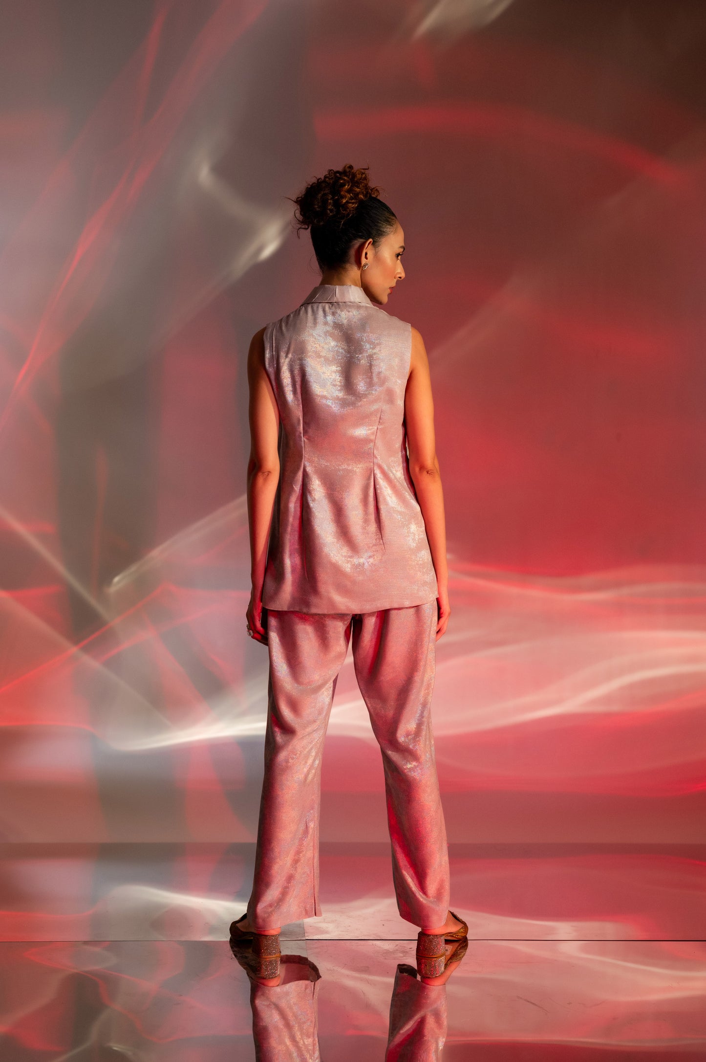 Foil Embellished Blazer and Pants Set