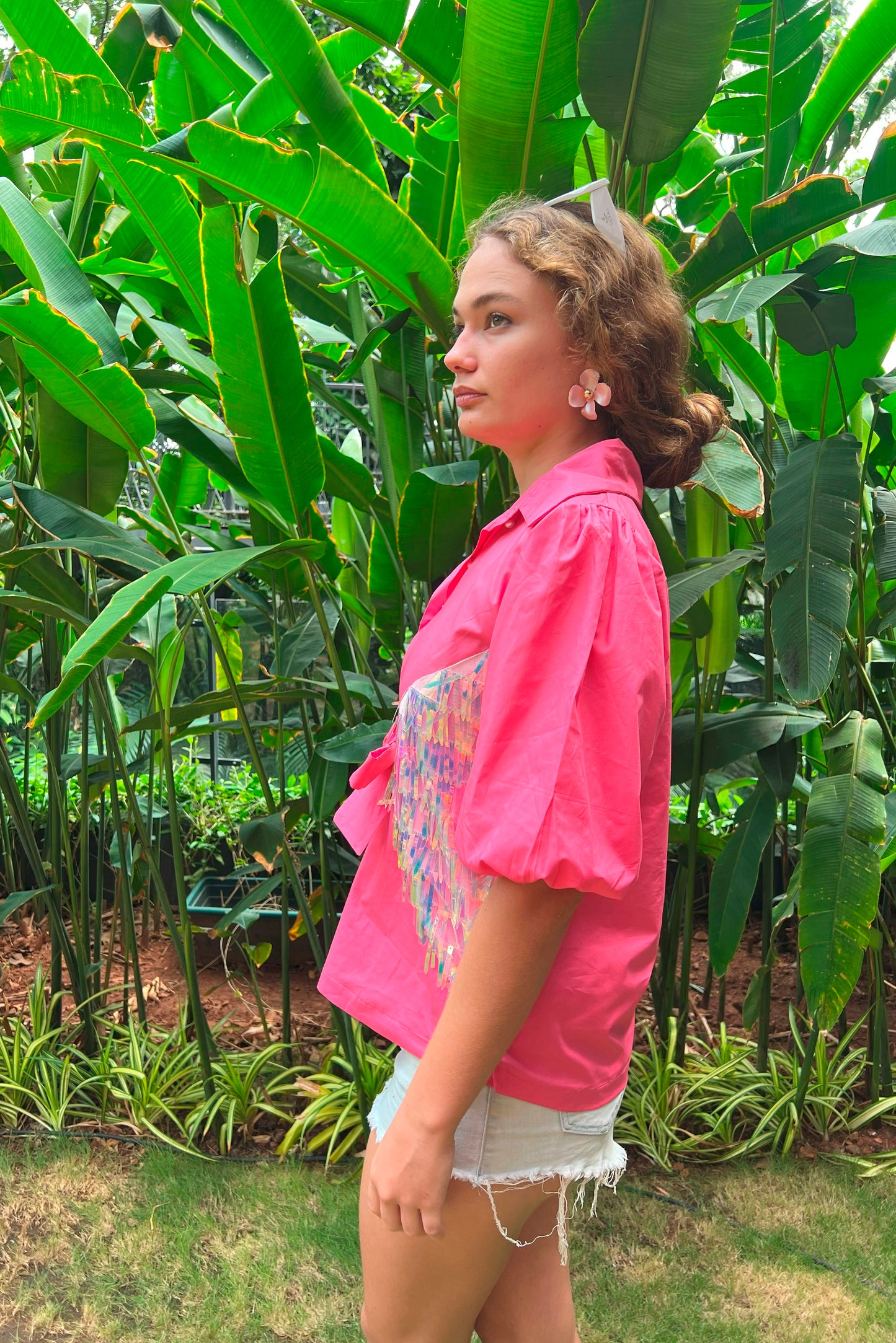 Pink Sequin Belt Shirt