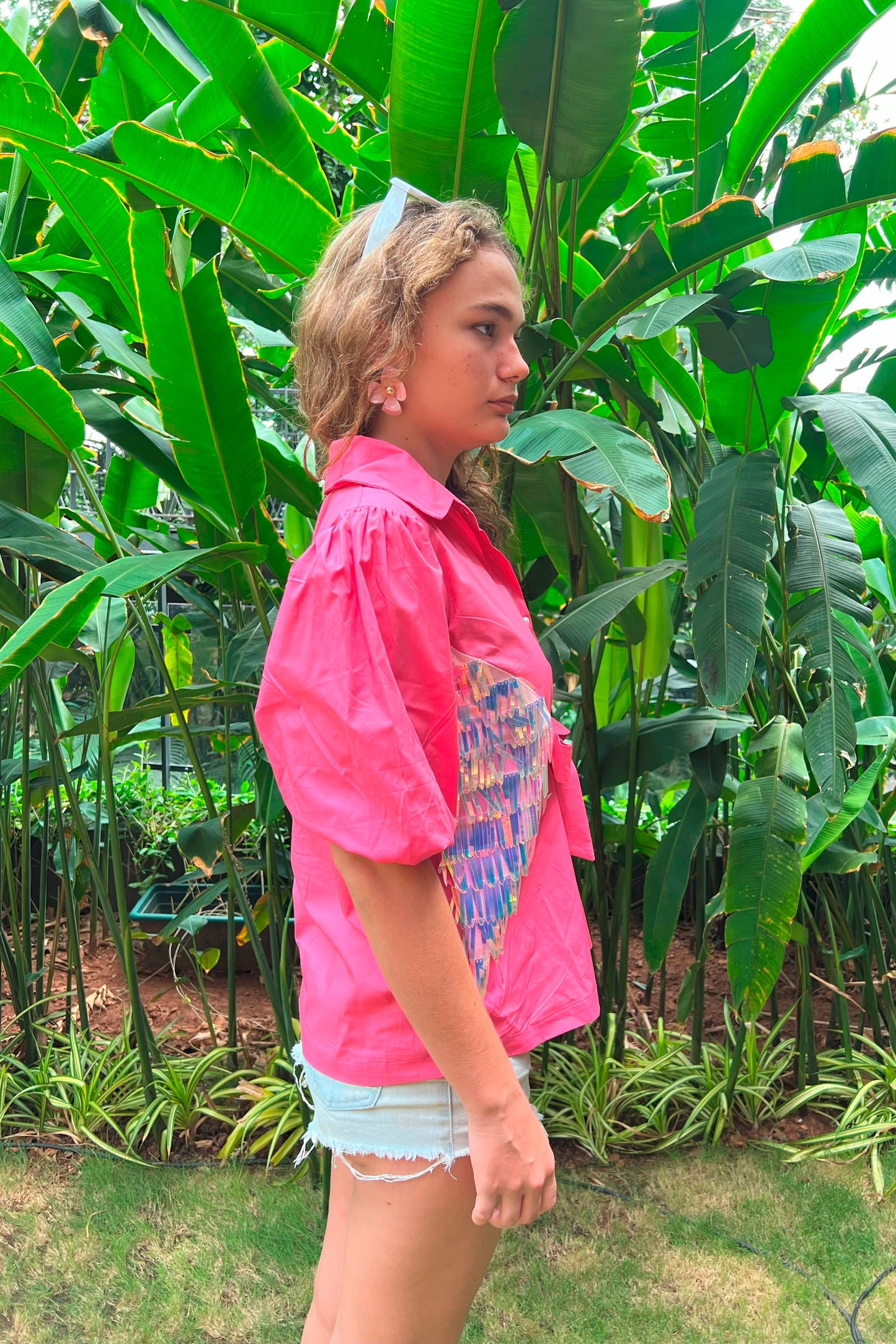 Pink Sequin Belt Shirt