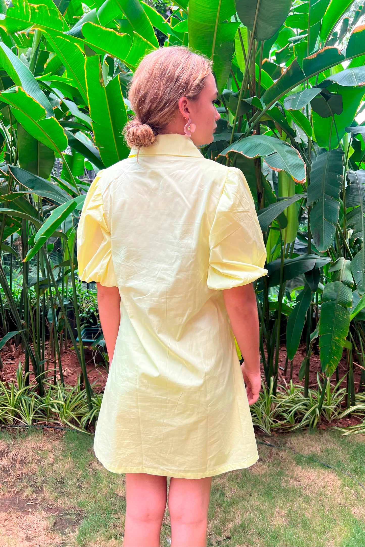 Yellow Sequin Belt Dress