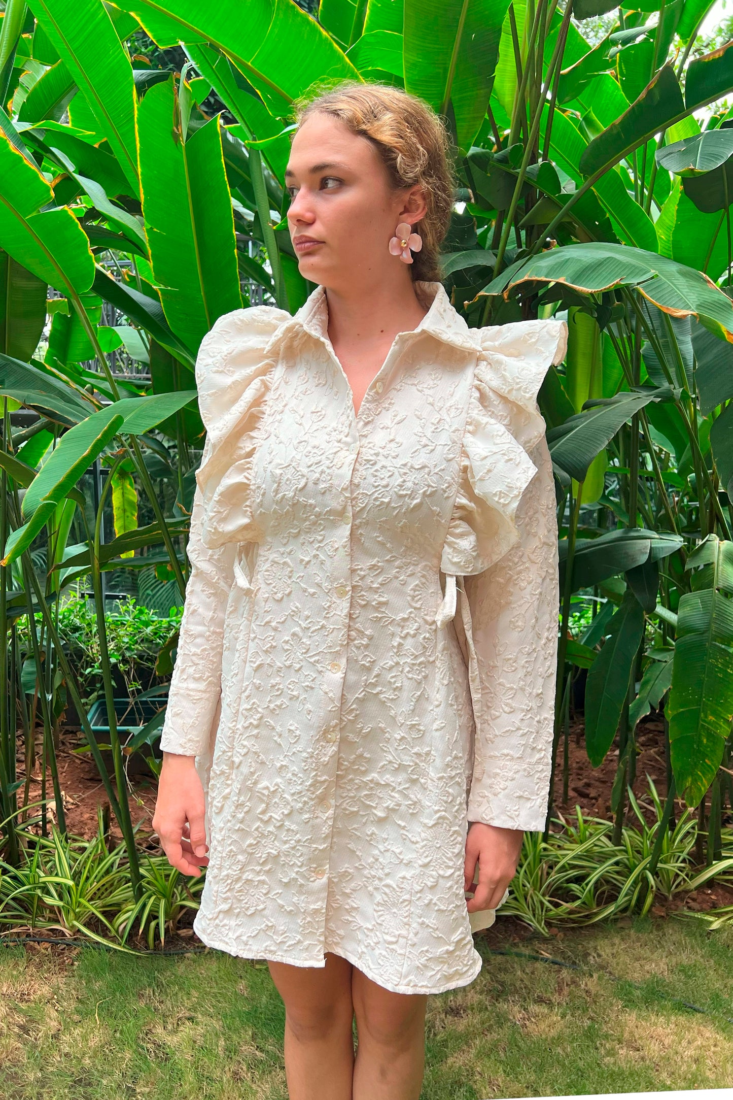 Jacquard Ruffle Dress