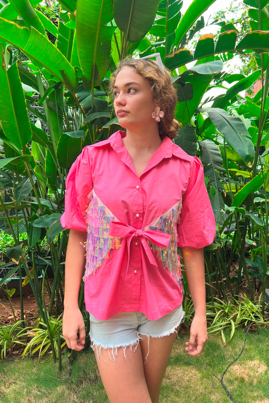 Pink Sequin Belt Shirt