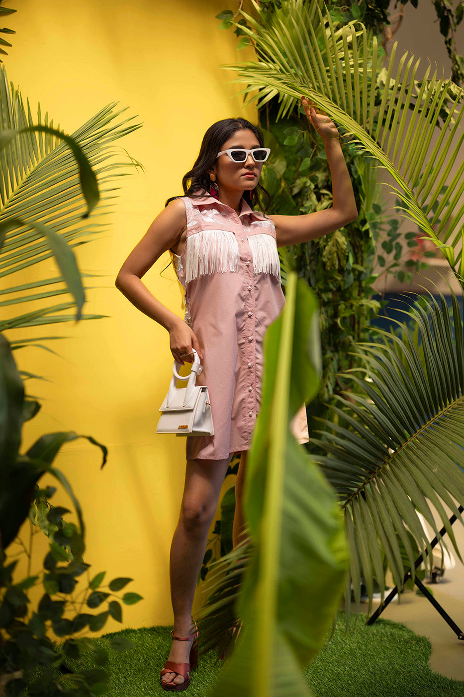 Sleeveless Dress with attached 3D Flower Jacket