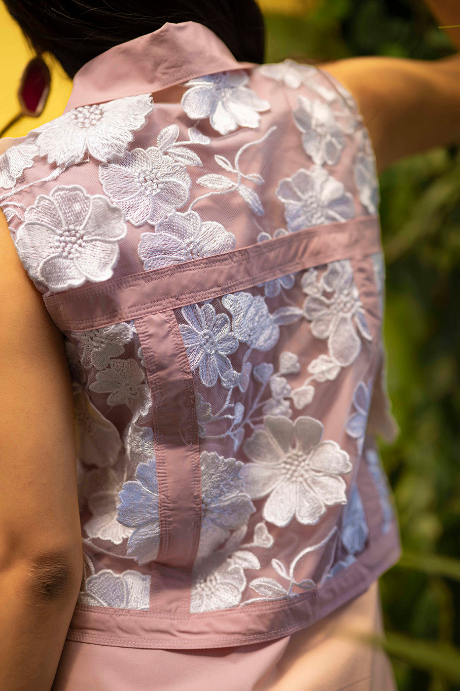 Sleeveless Dress with attached 3D Flower Jacket