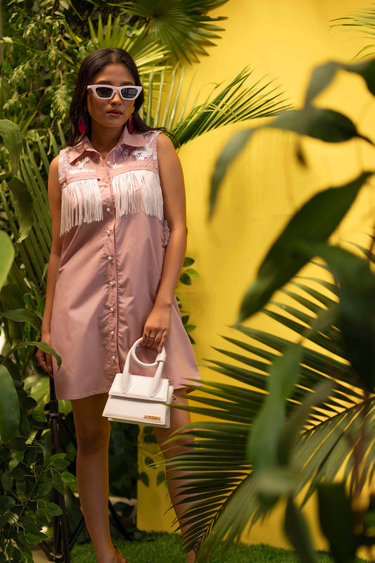 Sleeveless Dress with attached 3D Flower Jacket