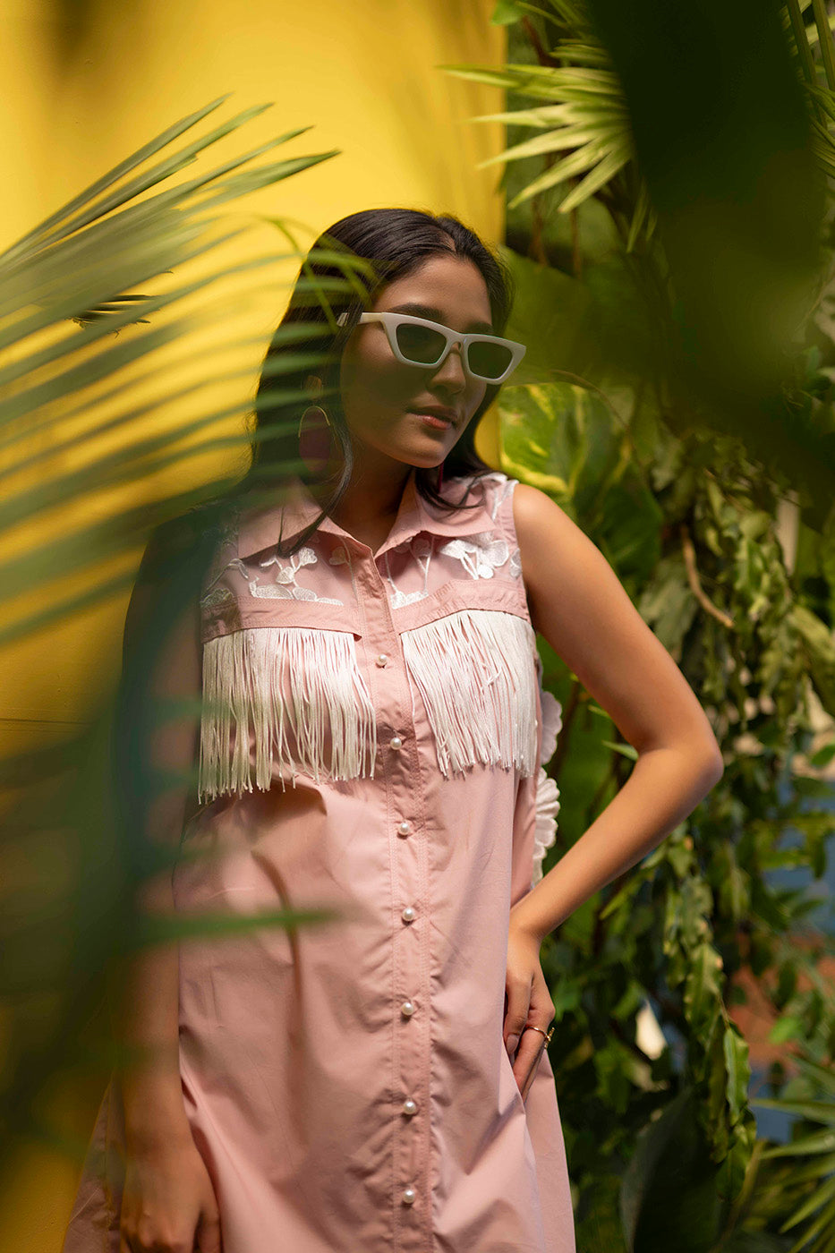 Sleeveless Dress with attached 3D Flower Jacket