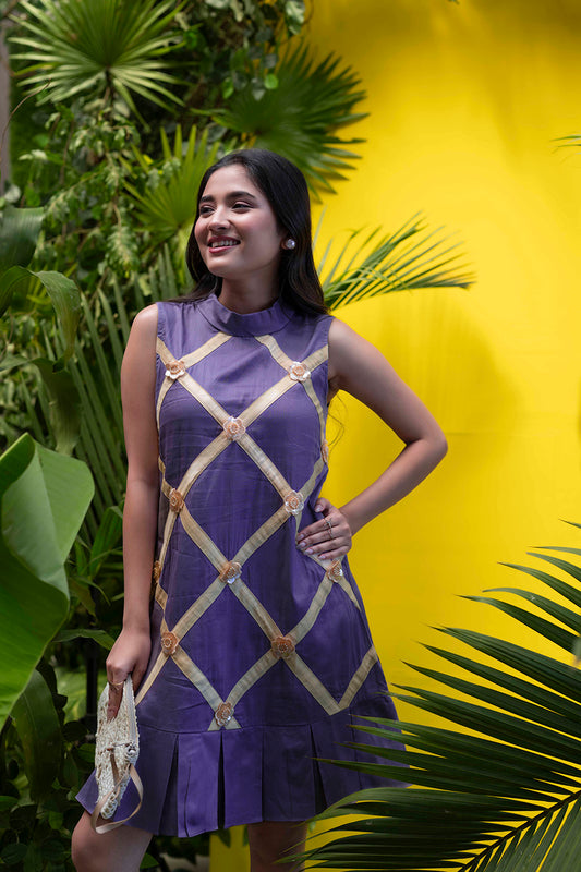 Sleeveless Dress with 3D flower Embellishment