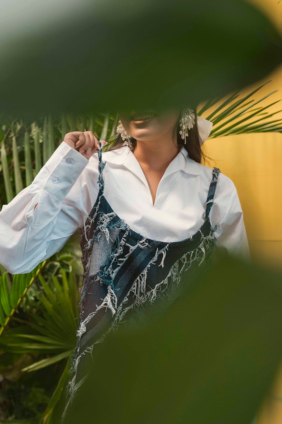 Denim Fringe Dress with Shirt