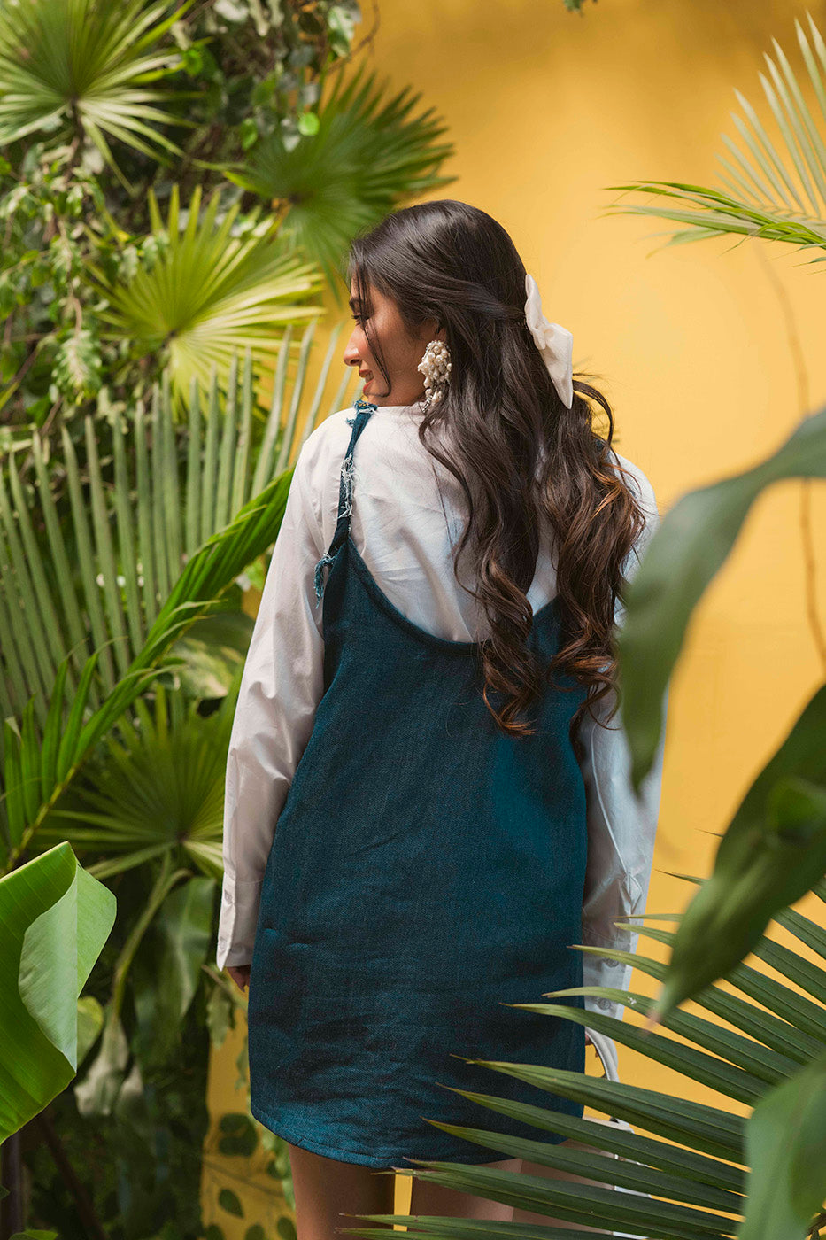 Denim Fringe Dress with Shirt