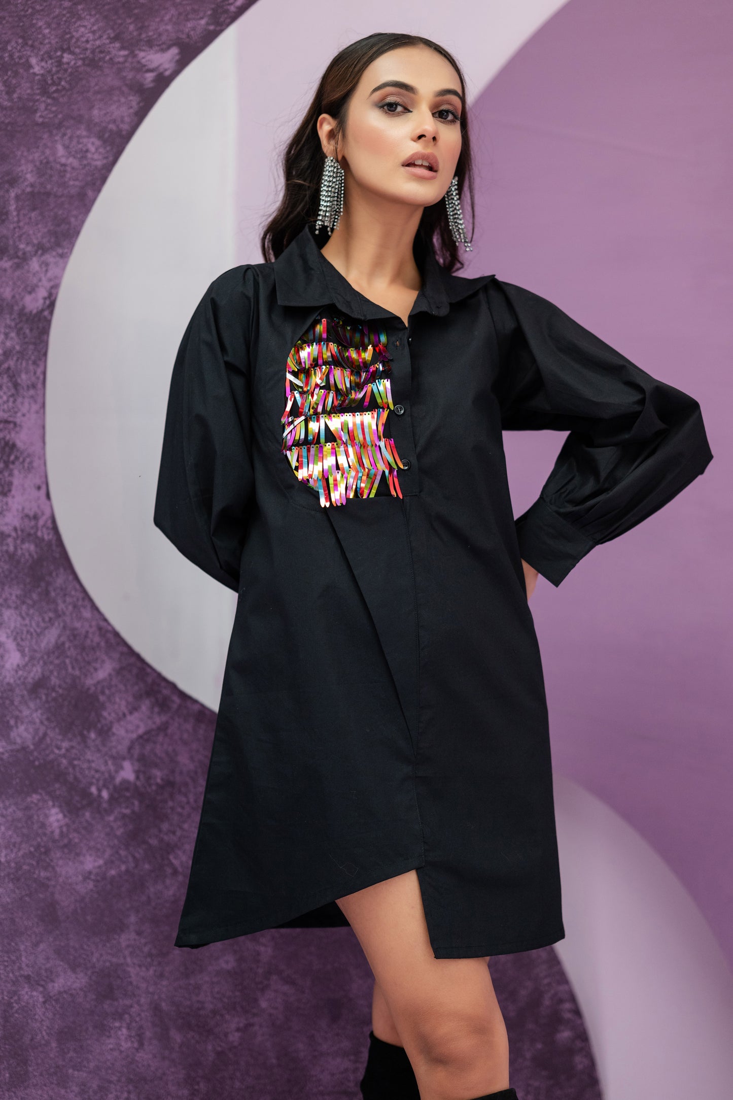 Sequin Shirtdress