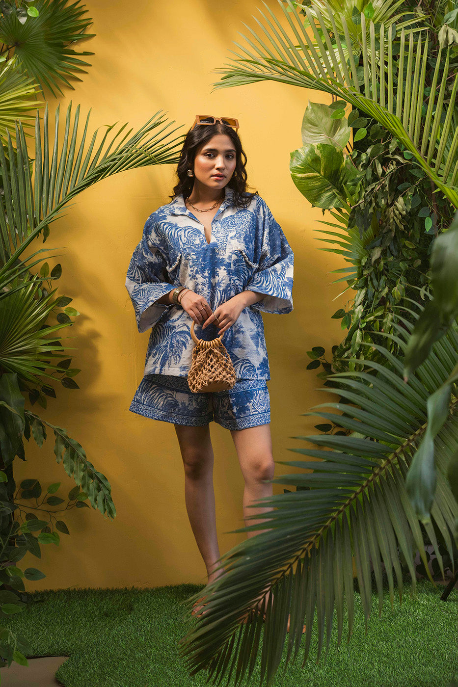 Printed Boxy Shirt with shorts co-ord set