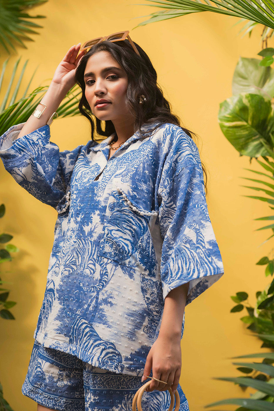 Printed Boxy Shirt with shorts co-ord set