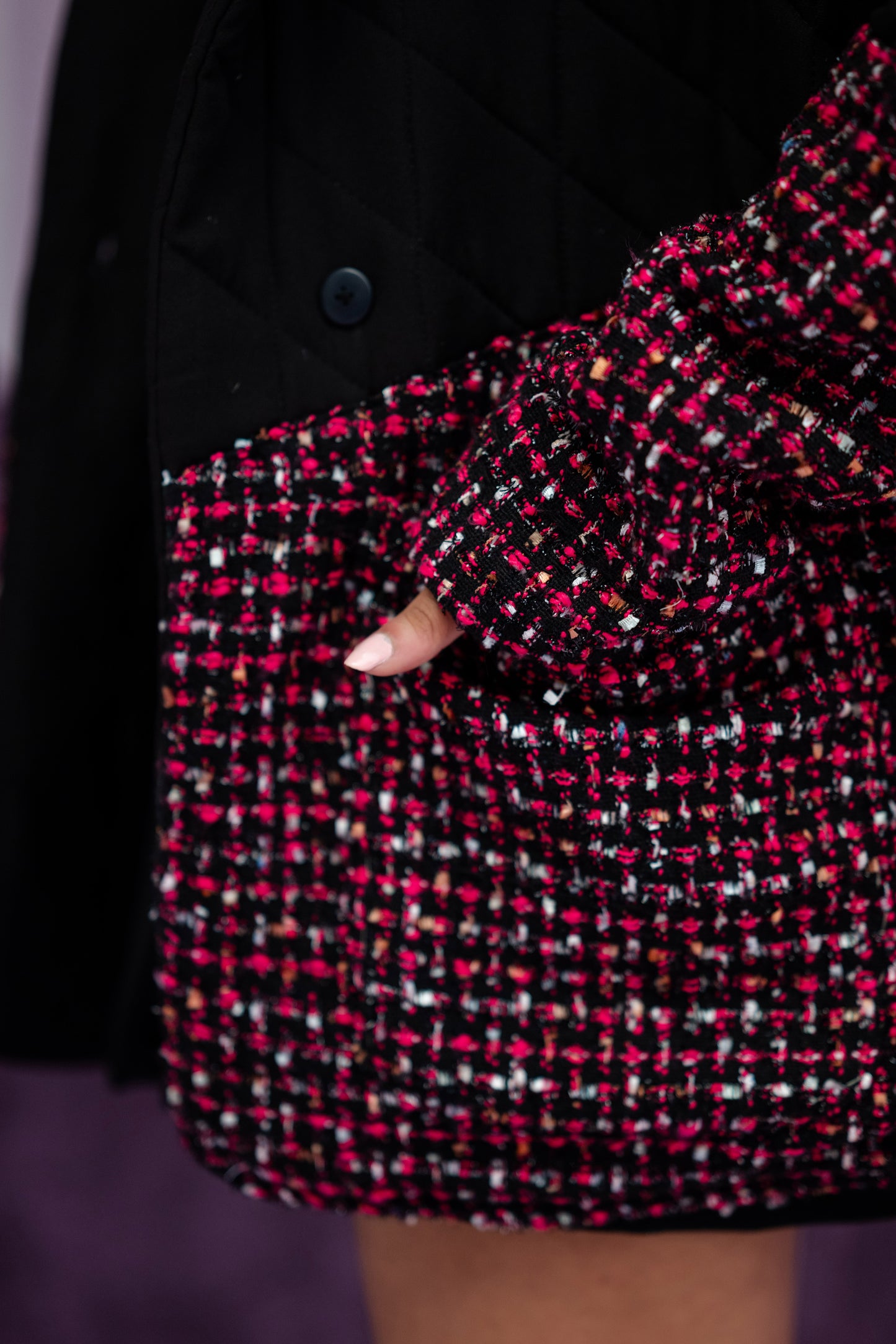 Pink Quilt and Tweed Winter Jacket