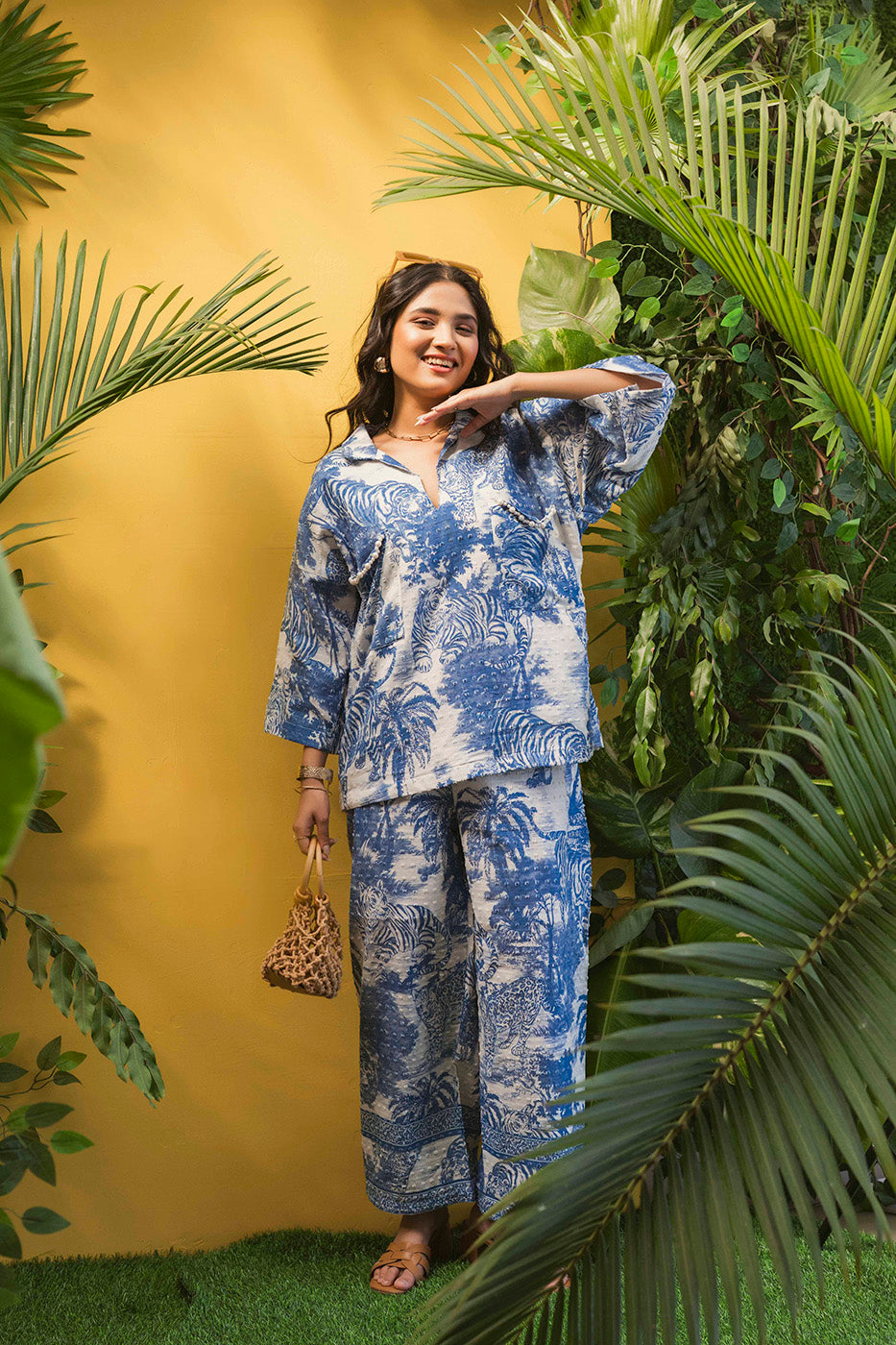 Printed Boxy Shirt with Pants co-ord set