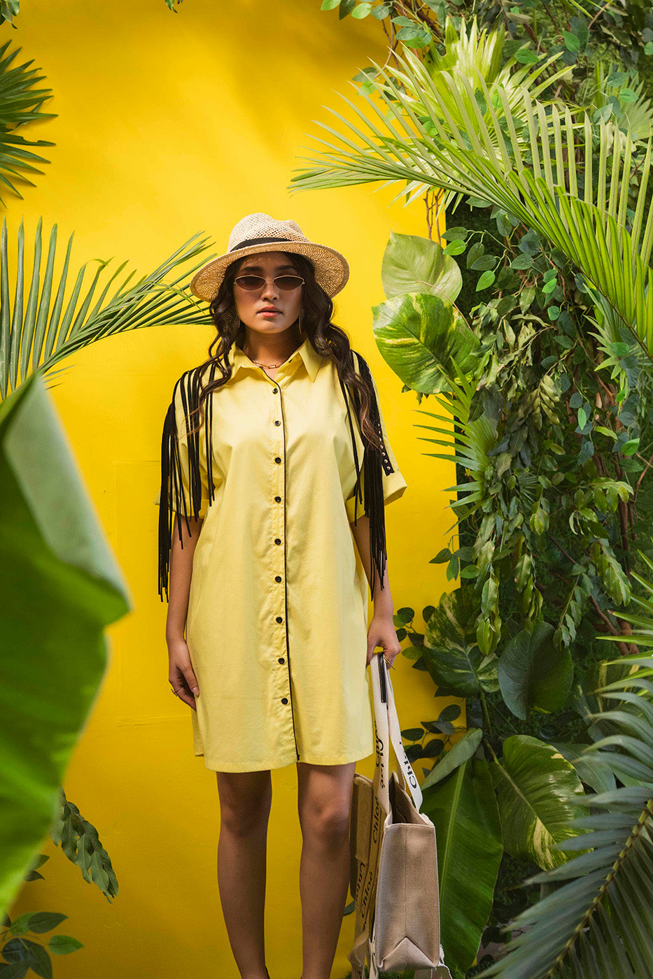 Boxy Shirtdress with Fringe Detailing