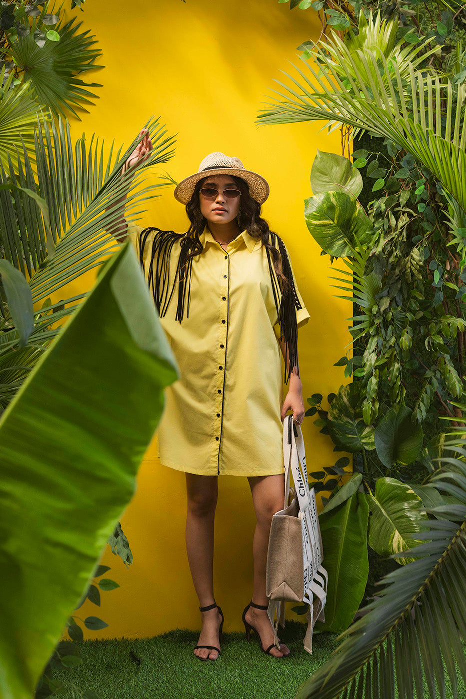 Boxy Shirtdress with Fringe Detailing