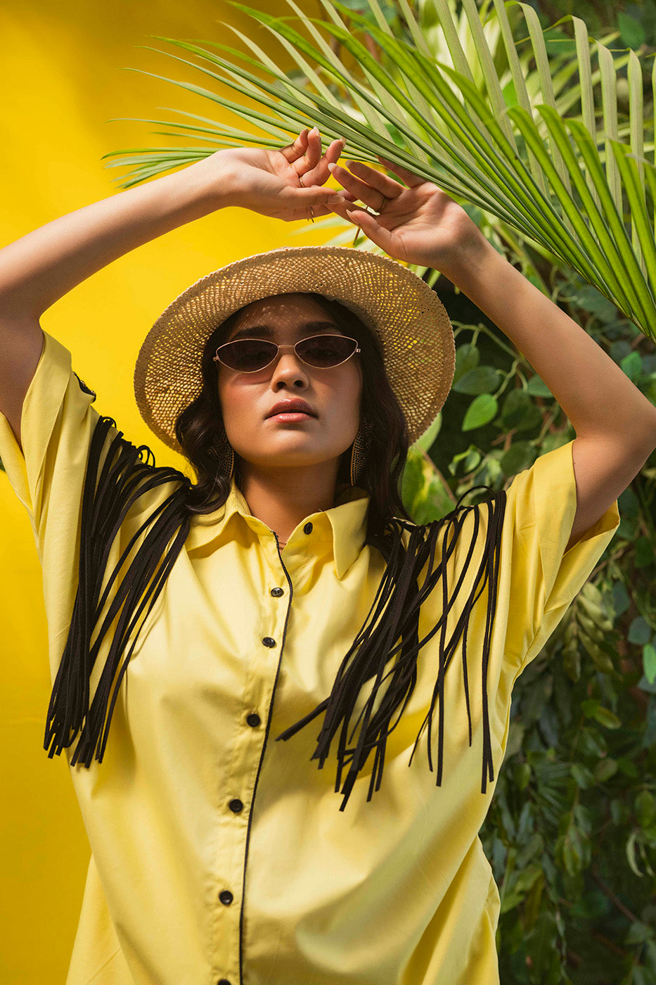 Boxy Shirtdress with Fringe Detailing