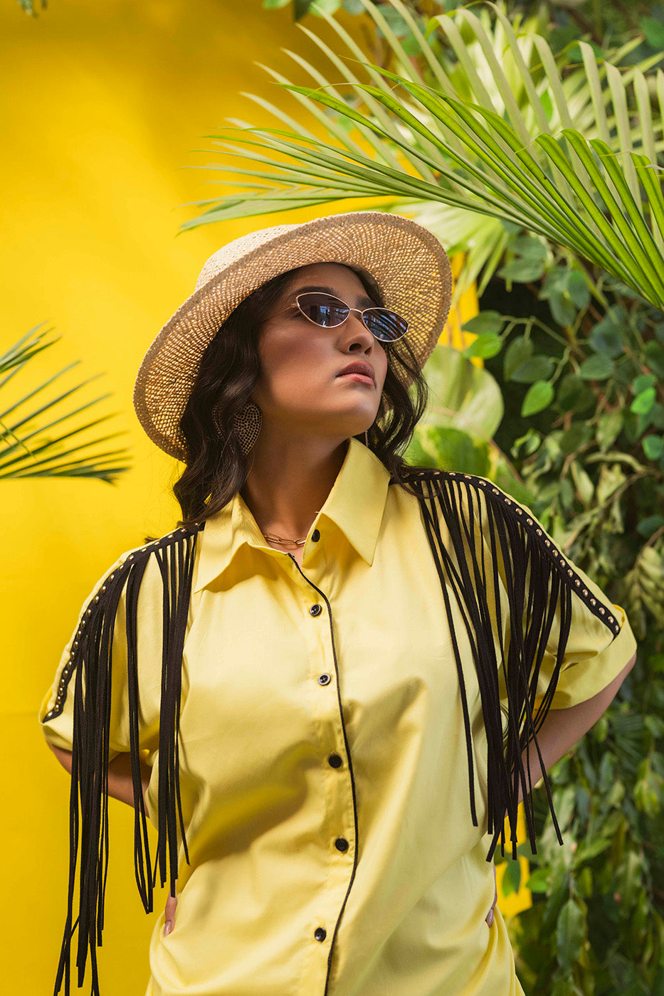 Boxy Shirtdress with Fringe Detailing