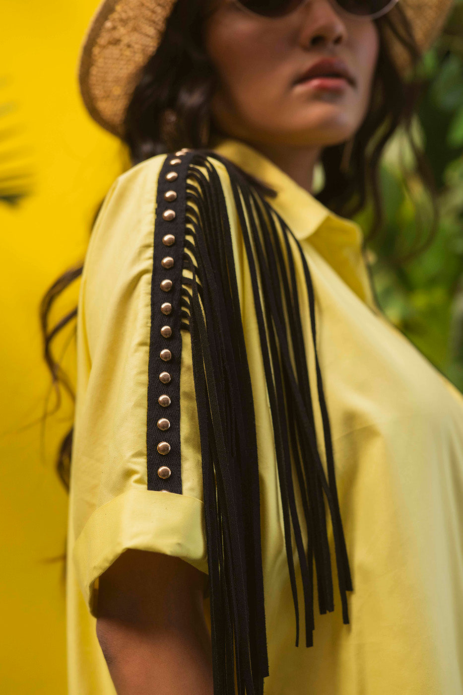 Boxy Shirtdress with Fringe Detailing