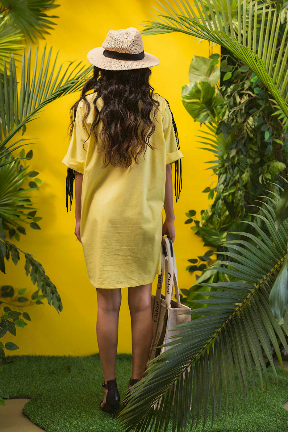 Boxy Shirtdress with Fringe Detailing