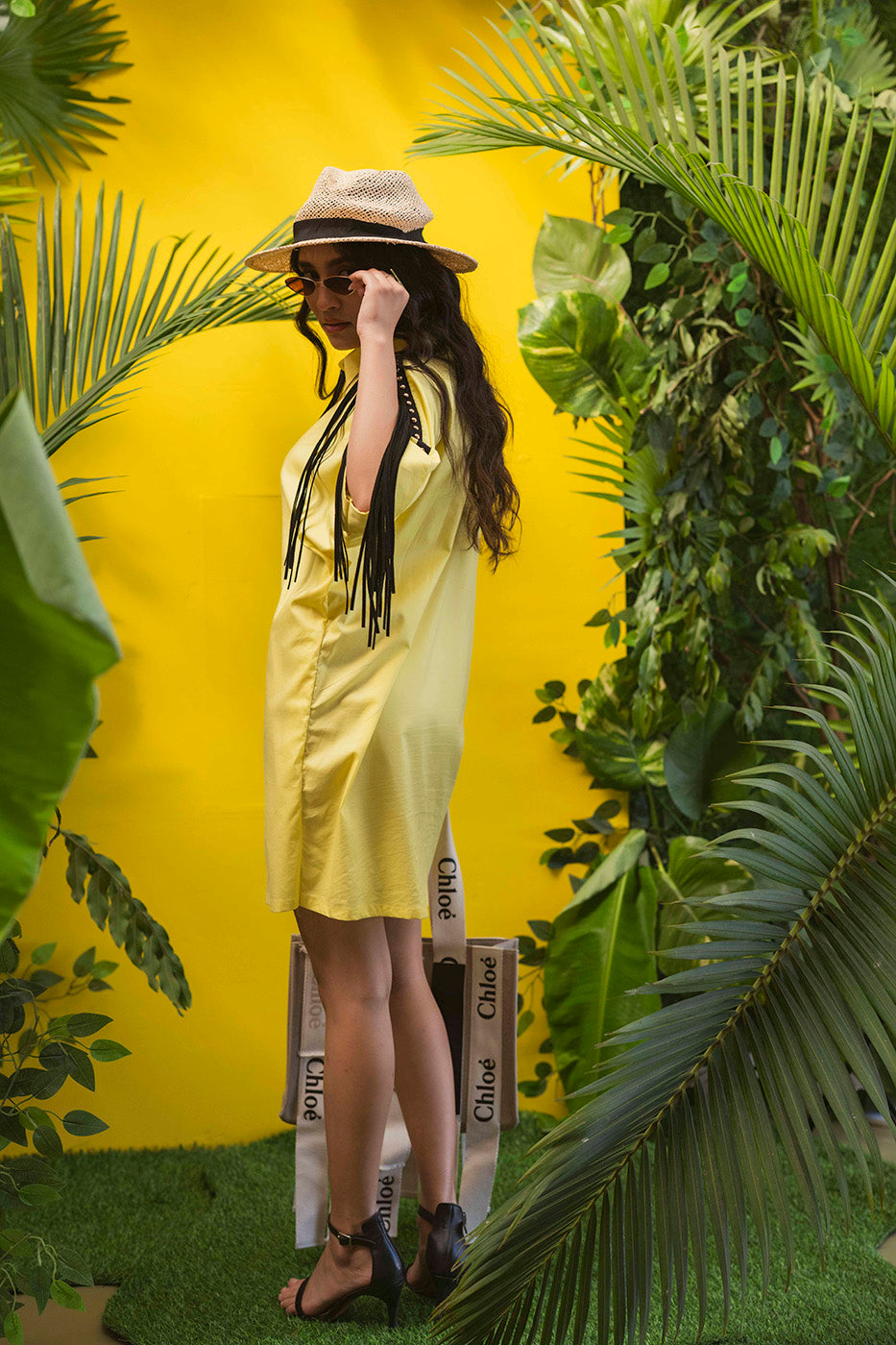 Boxy Shirtdress with Fringe Detailing