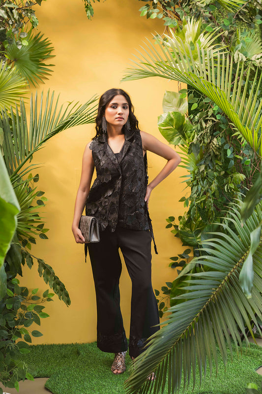 All Over 3D flower Overlay and Pant set