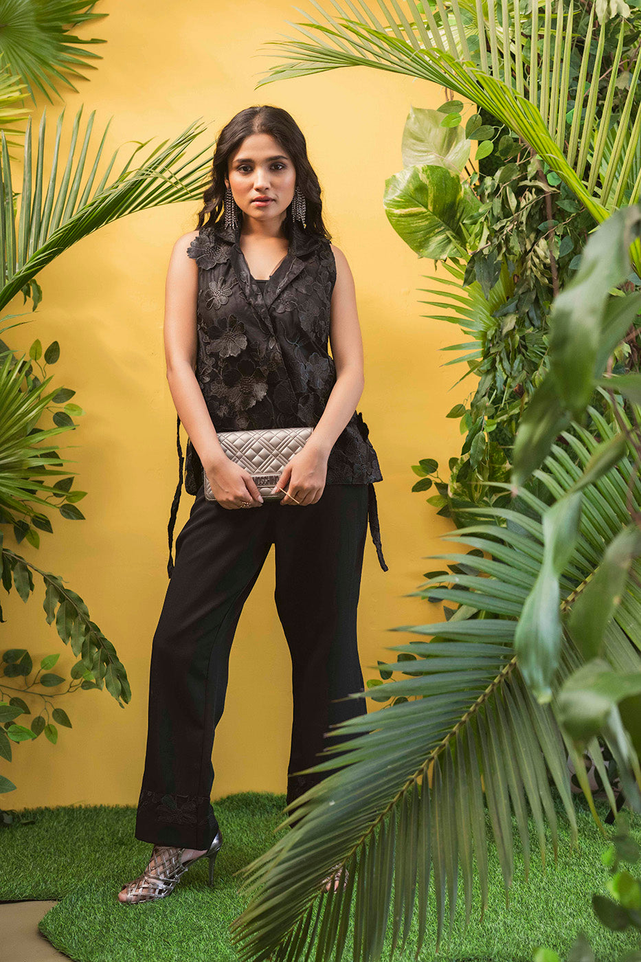 All Over 3D flower Overlay and Pant set