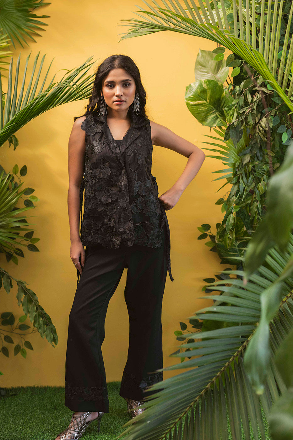 All Over 3D flower Overlay and Pant set