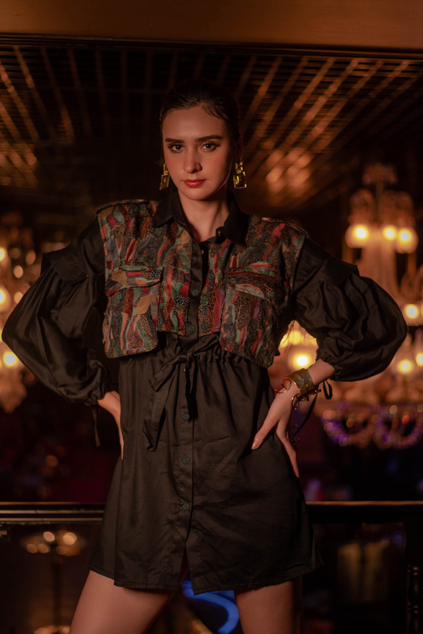 Black Embellished Elfin Forest Dress