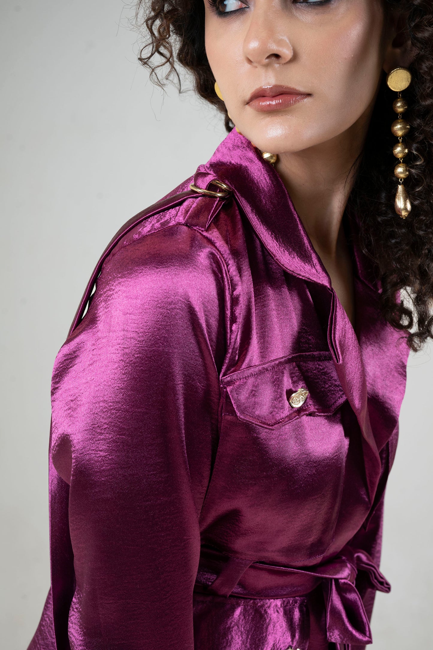 Glossy Full Sleeve Blazer and Pant Set