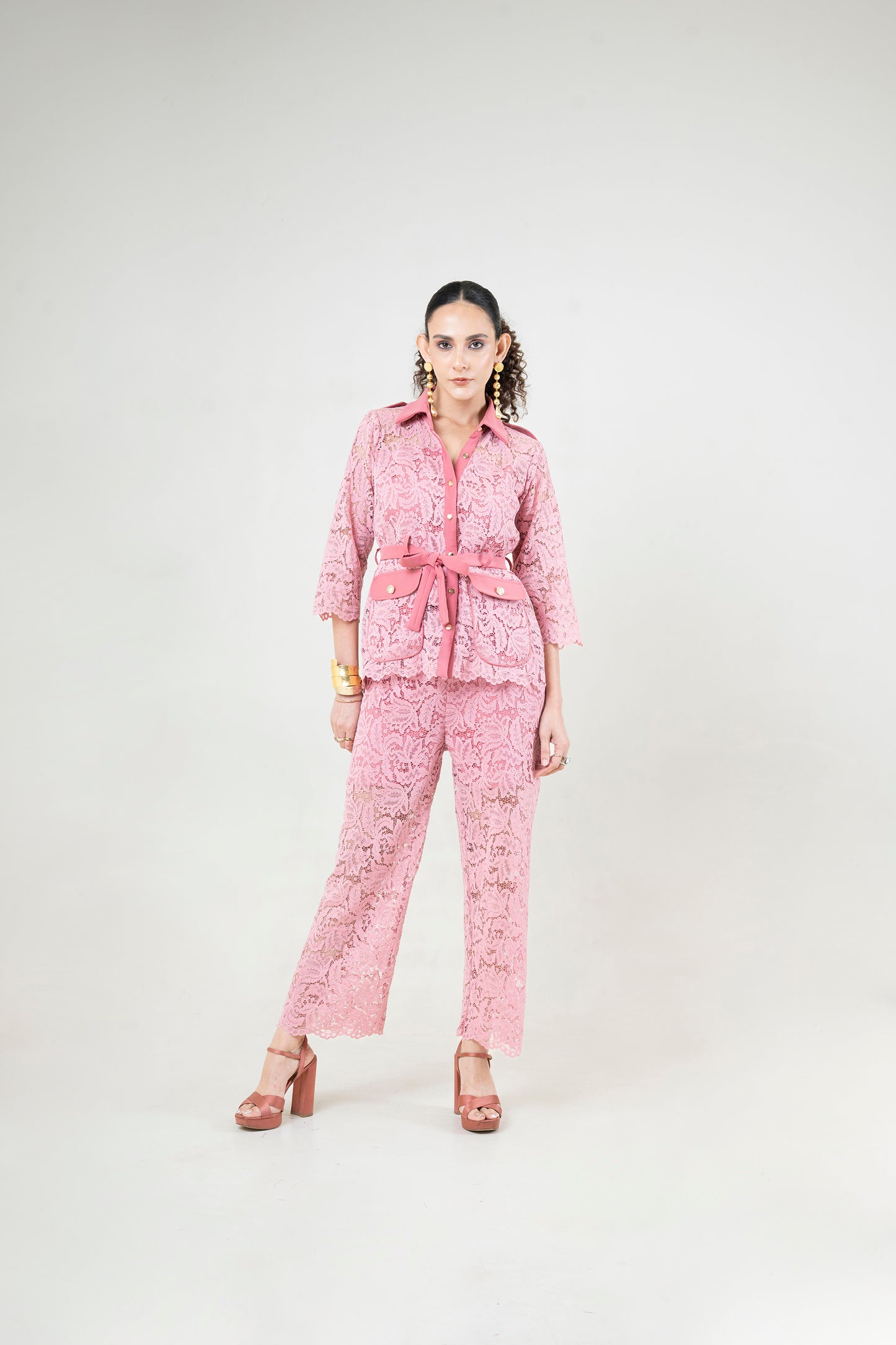 Lace Co-Ord With Metal Buttons