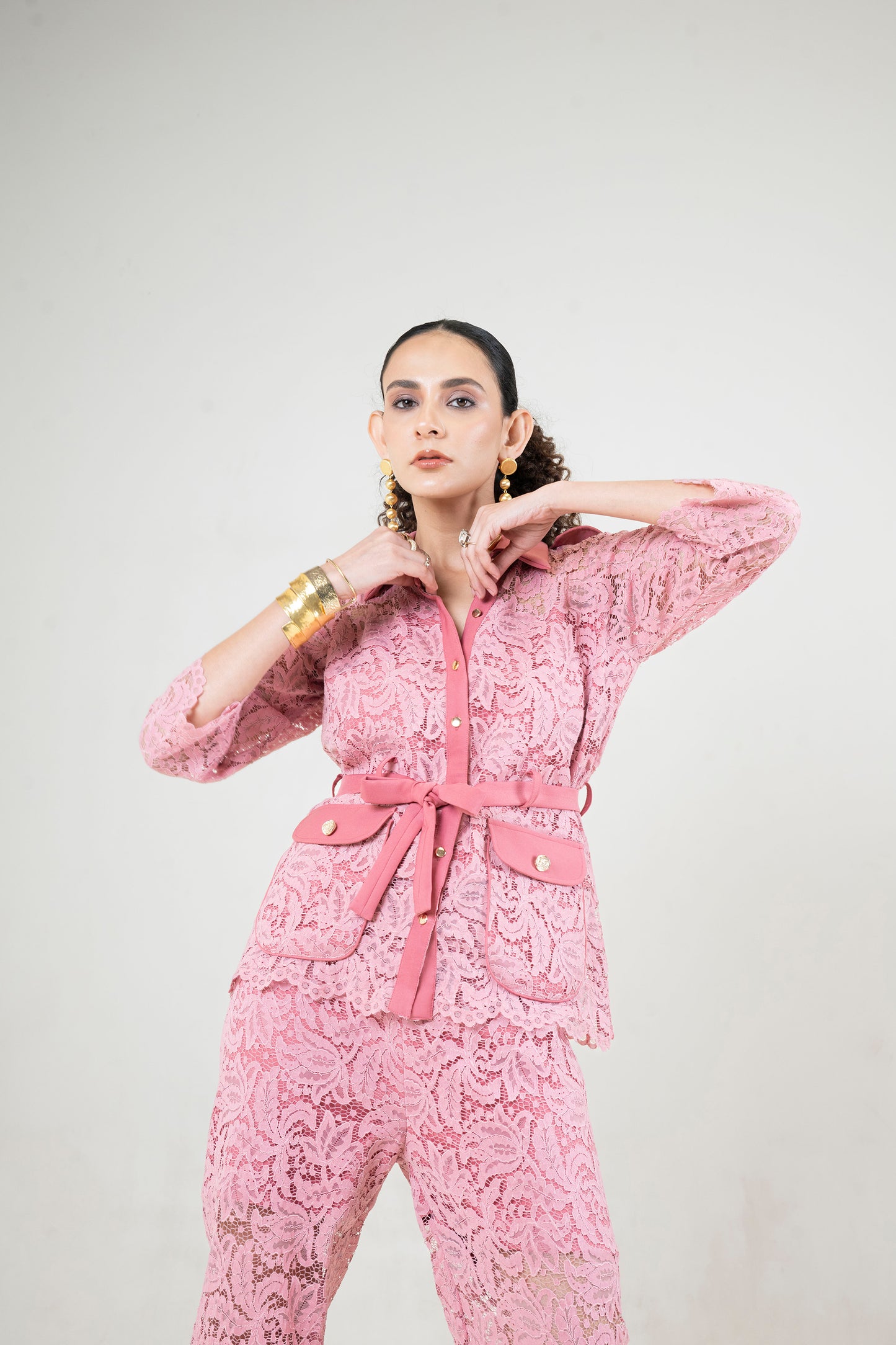 Lace Co-Ord With Metal Buttons