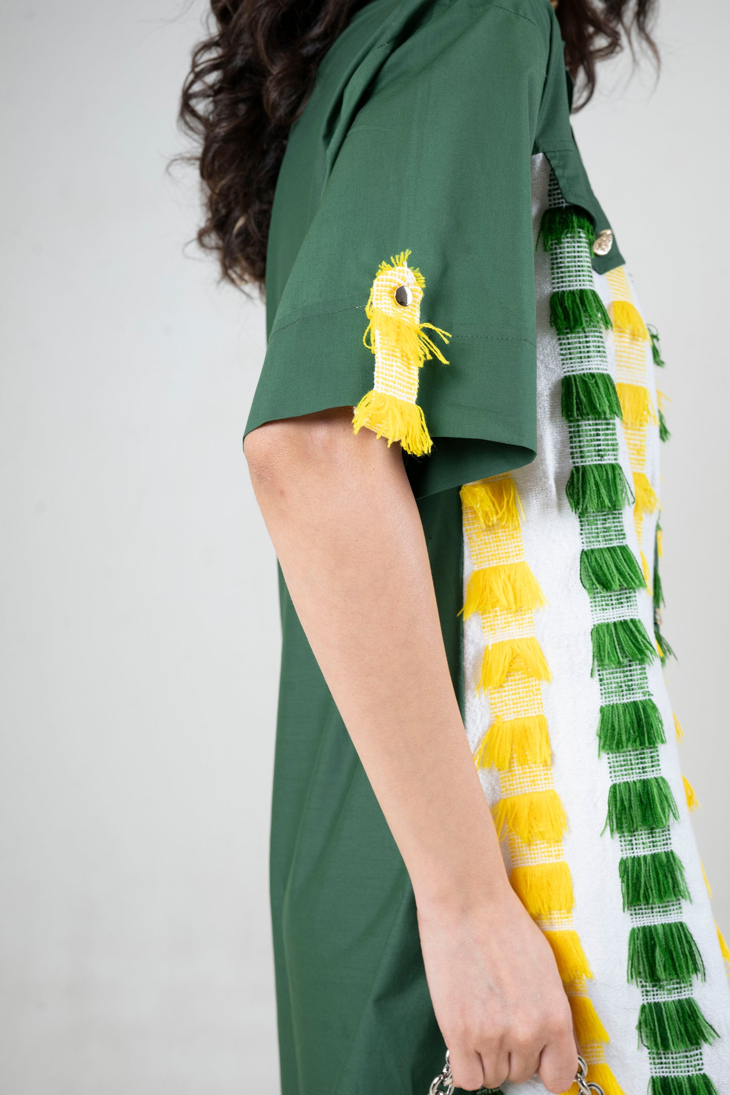 Boxy Shirt-Dress With Hand Woven Detailing