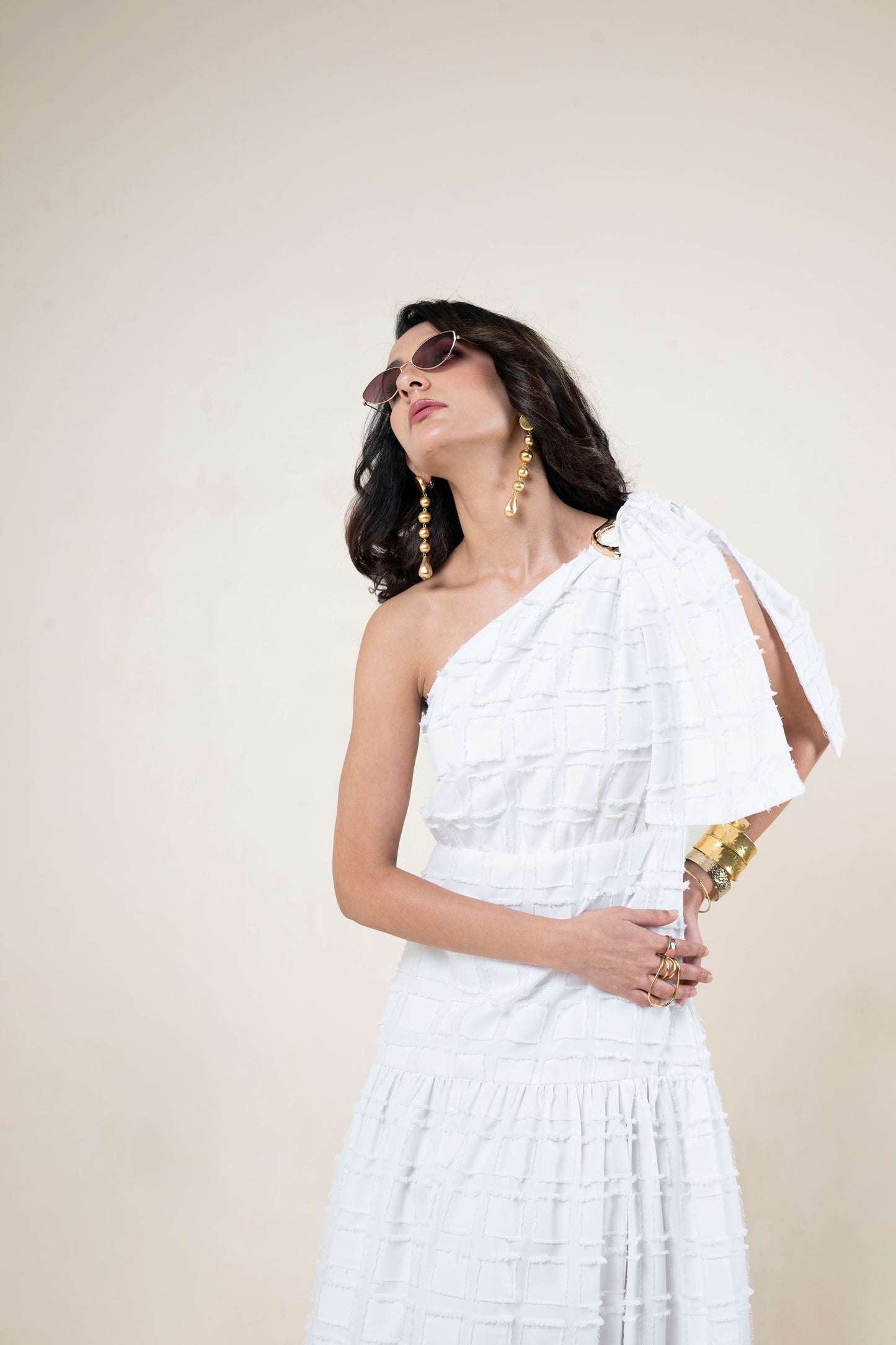 One Shoulder Tie Up Maxi Dress