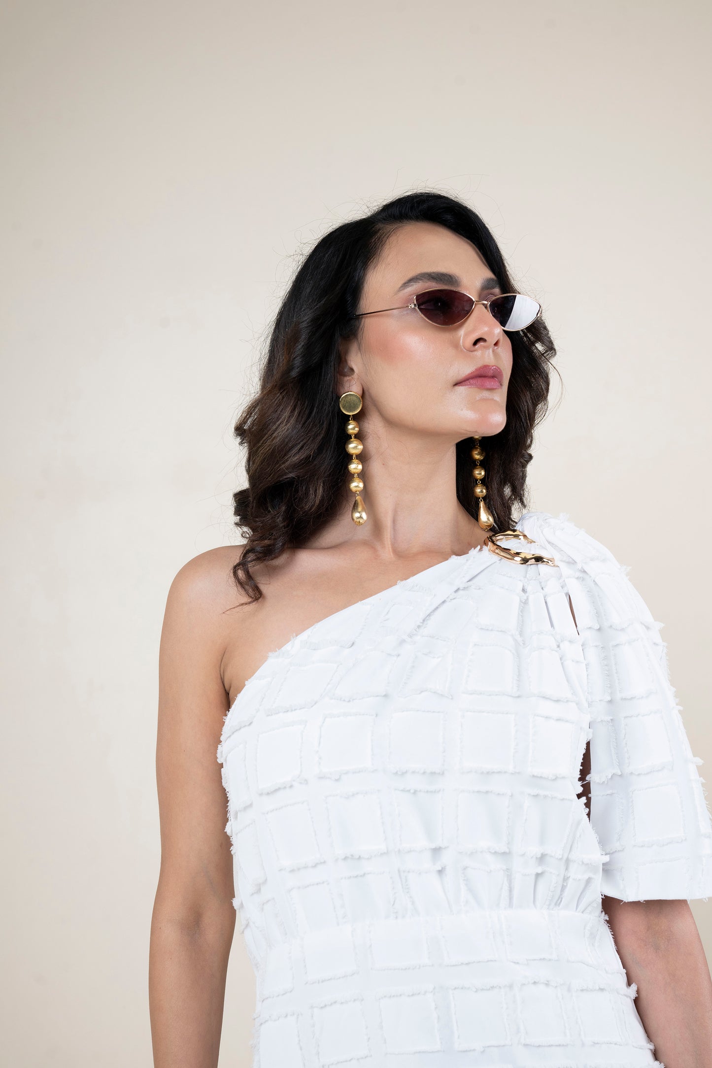 One Shoulder Tie Up Maxi Dress