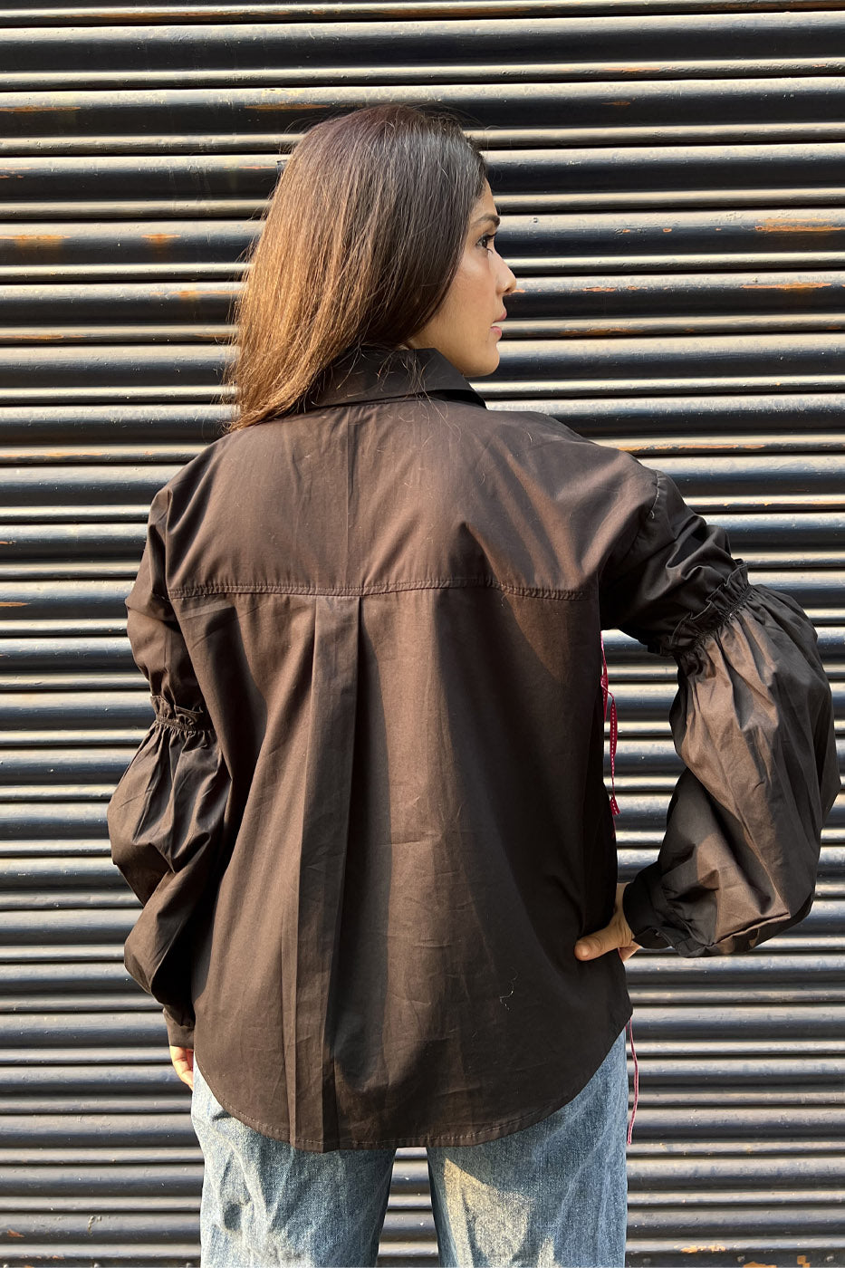 Black Shirt with tassel in the front