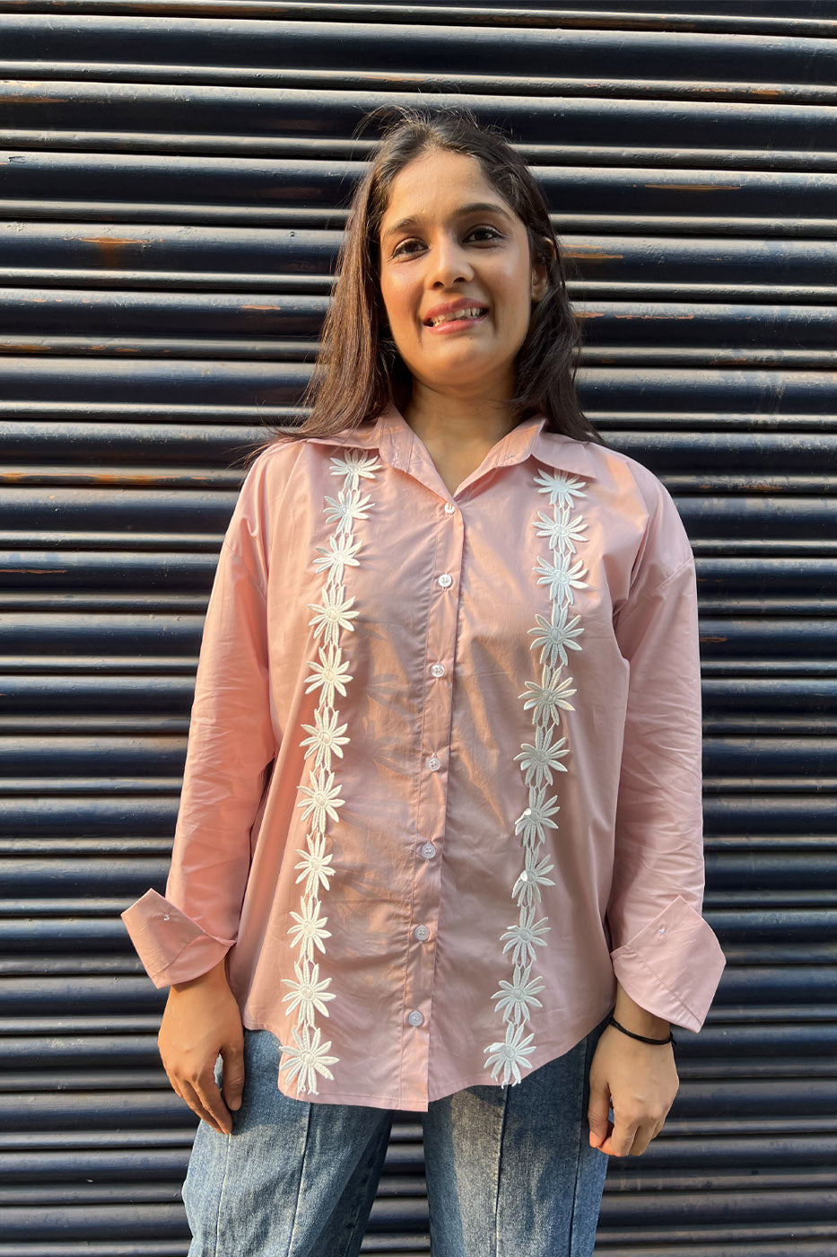 Pink Shirt with flower detail