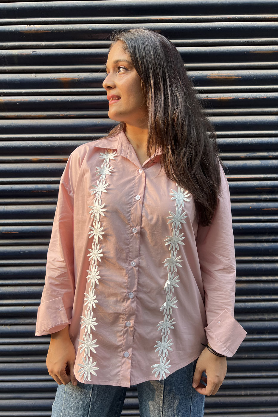 Pink Shirt with flower detail