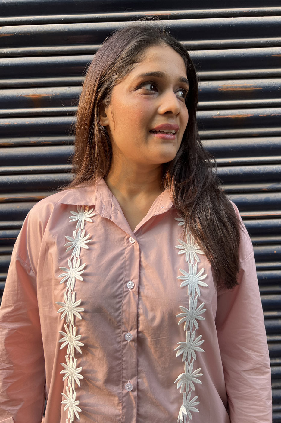 Pink Shirt with flower detail