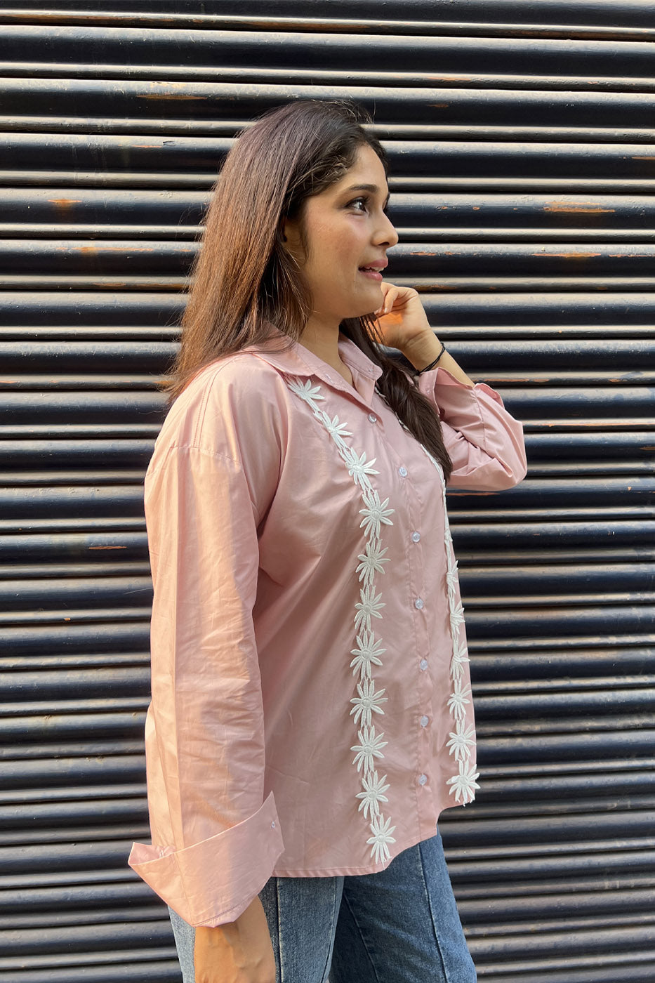 Pink Shirt with flower detail
