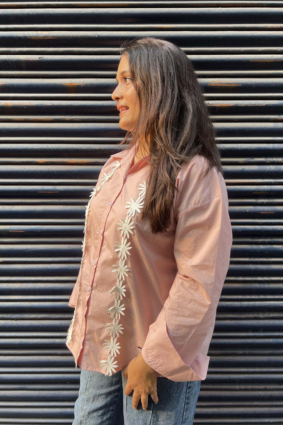 Pink Shirt with flower detail
