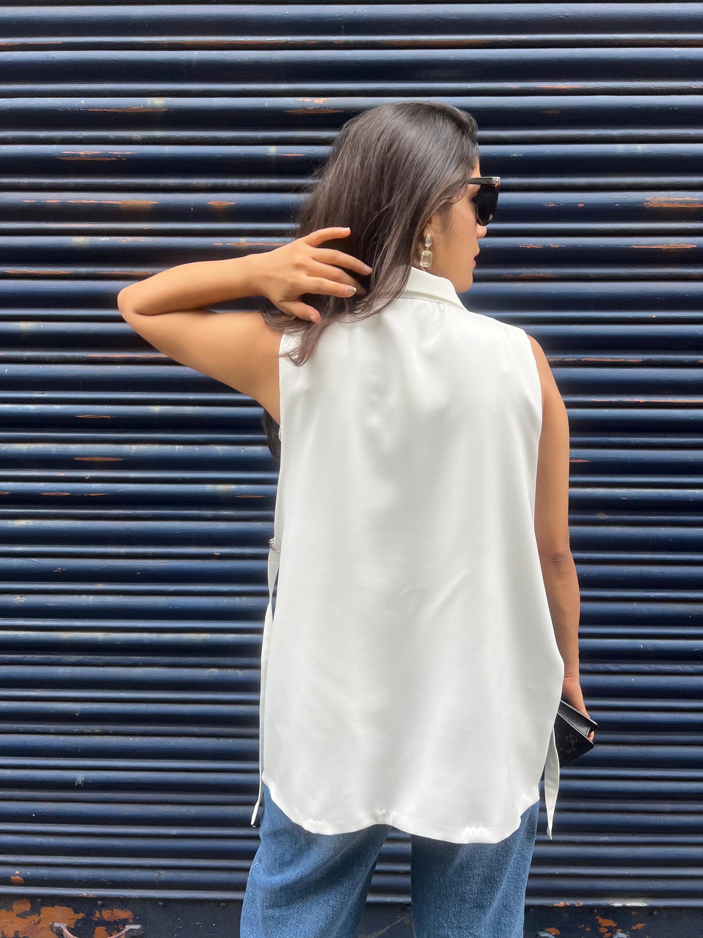 Sleeveless Blazer Overlay