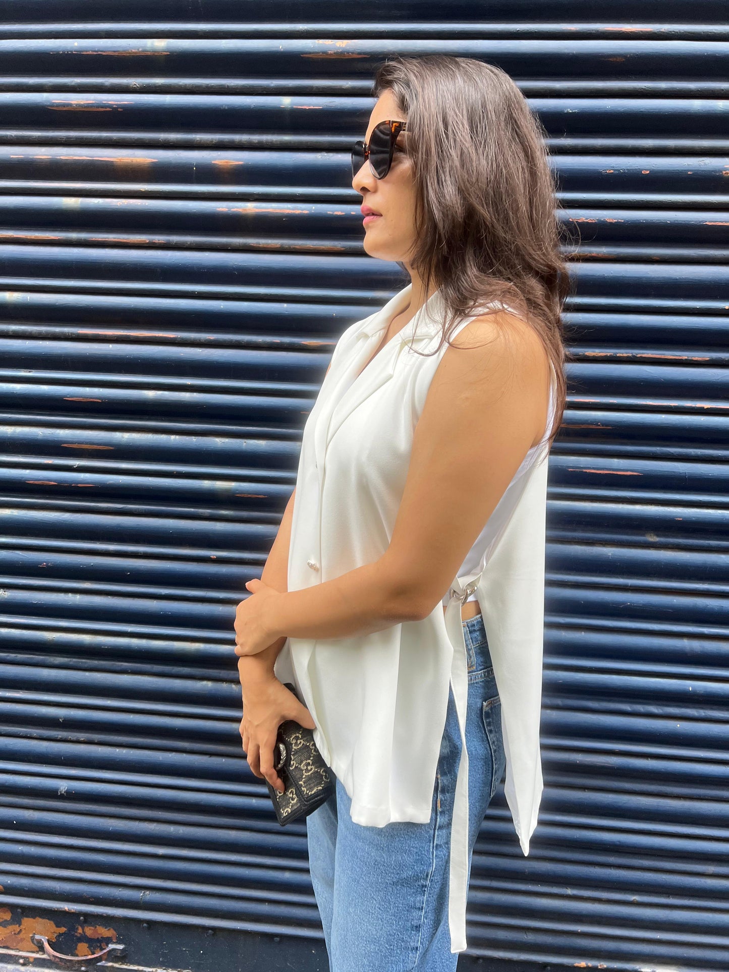 Sleeveless Blazer Overlay