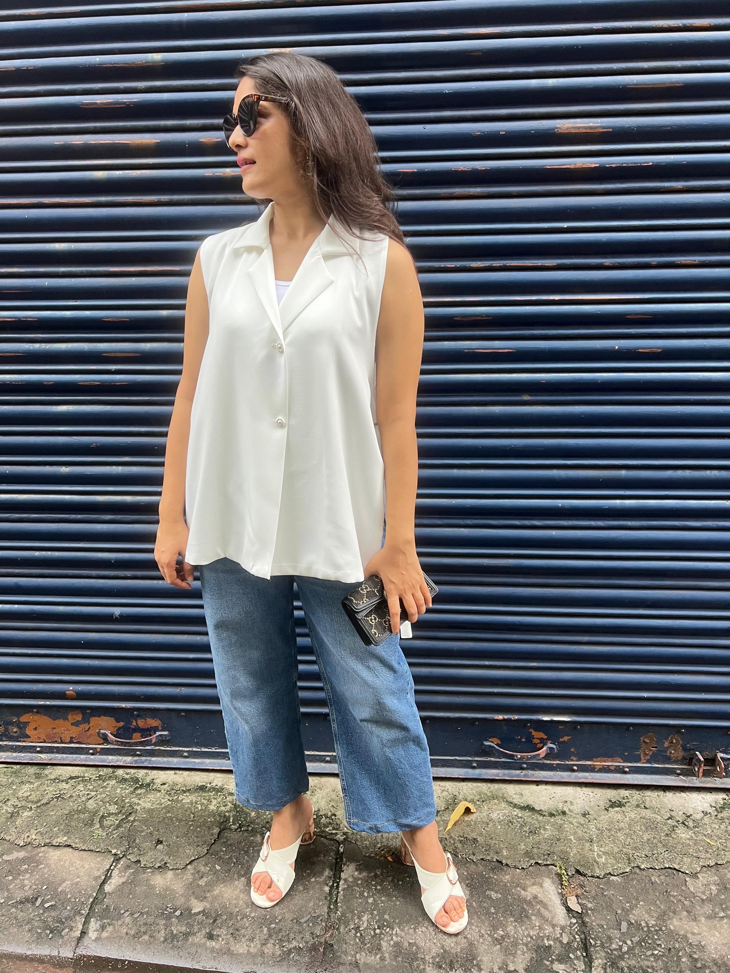 Sleeveless Blazer Overlay