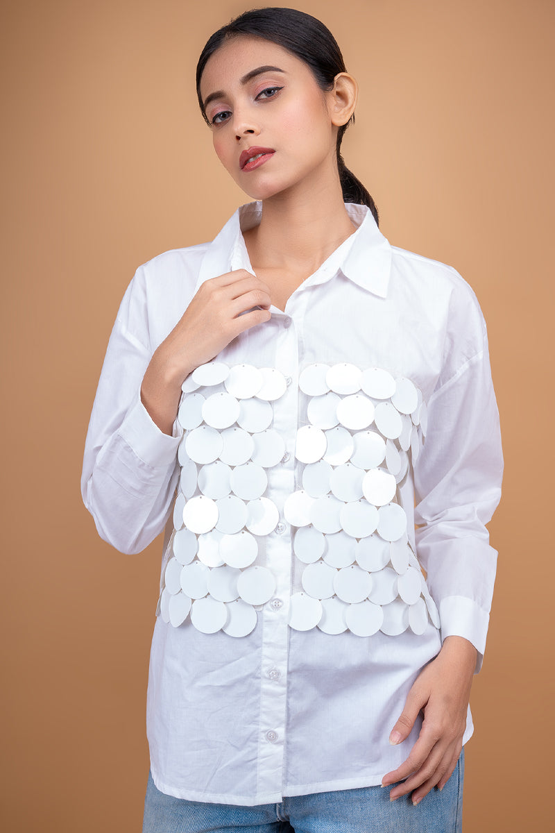 Sequin Shirt With Regular set in sleeves