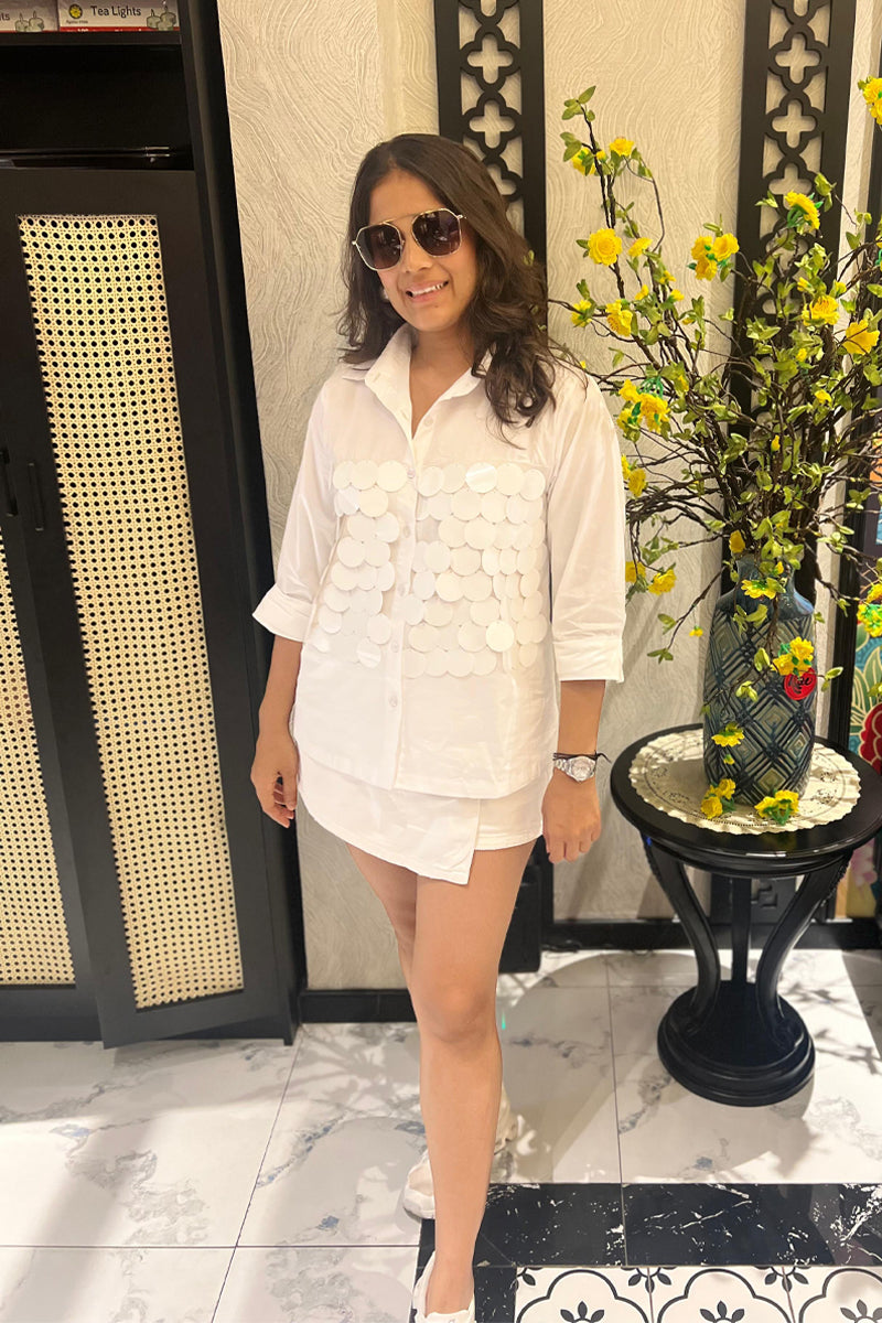 Sequin Shirt With Regular set in sleeves
