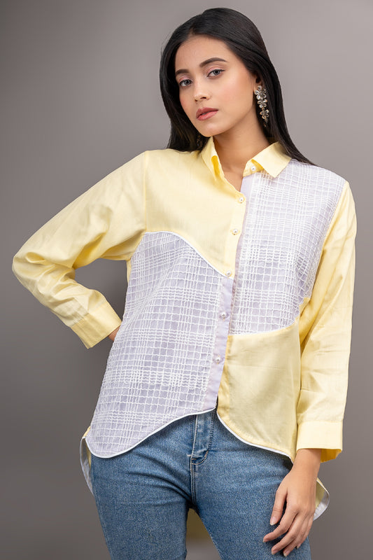 Butter yellow Lavender corded shirt
