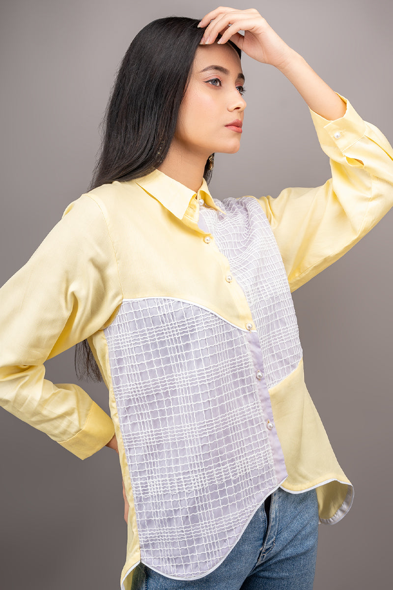 Butter yellow Lavender corded shirt