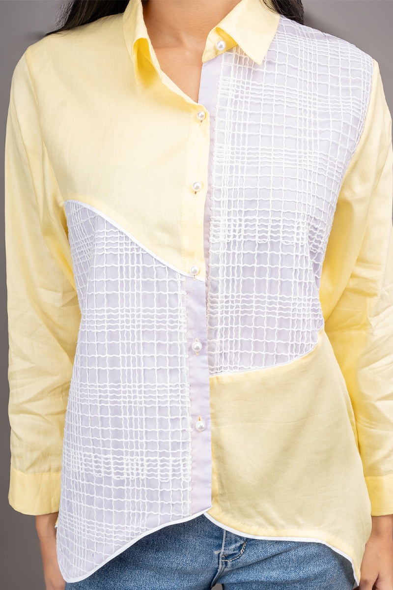 Butter yellow Lavender corded shirt