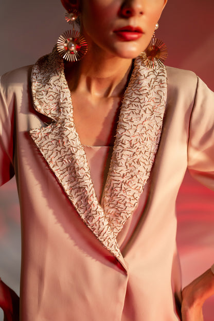 Beige Embellished Blazer